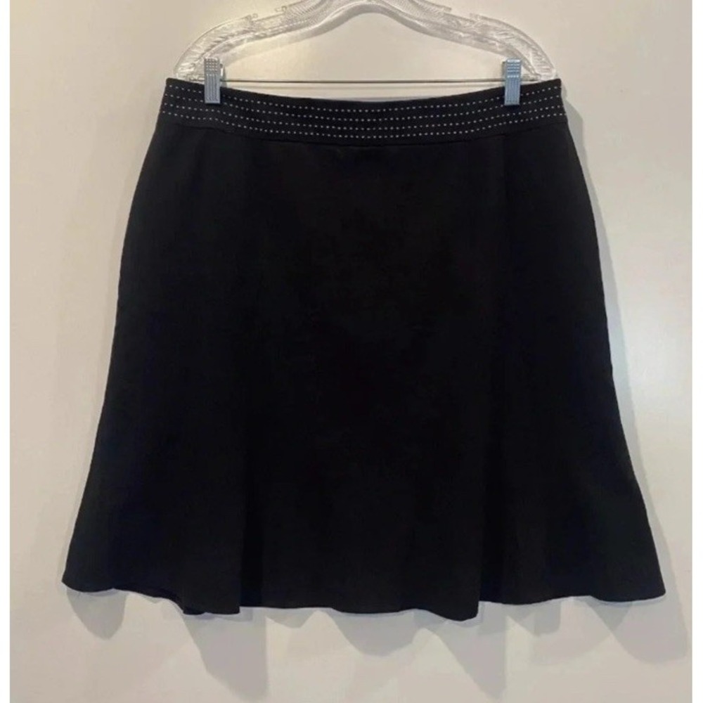 Cleo Womens Black A-Line Skirt Size 16 Stitched Detail Waistband Made in Canada